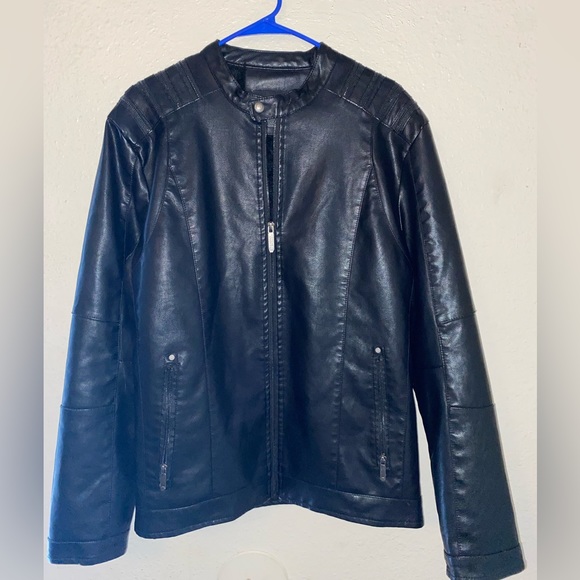 Black Large Leather Biker Jacket